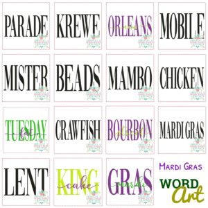 3692 MARDI GRAS Word Art SET Embroidery Design