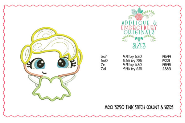 3290 Tinker Bell Applique Design - Image 2