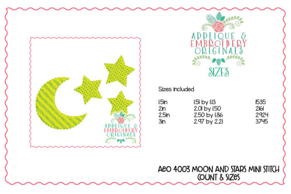 4003 Moon and Stars Mini Embroidery Design - Image 2