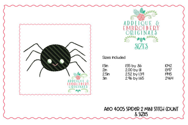 4005 Spider 1 Mini Embroidery Design - Image 2