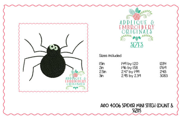 4006 Spider 2 Mini Embroidery Design - Image 2