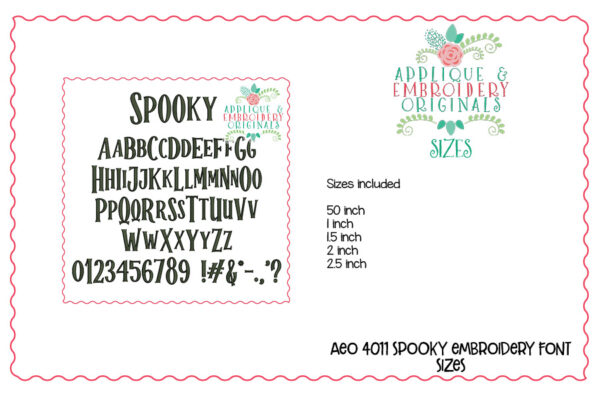 4011 Spooky Embroidery Font - Image 3