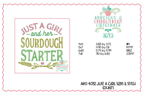 4032 Just a Girl Embroidery Design - Image 3