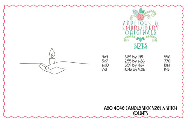 4043 Candle Stick Embroidery Design - Image 2