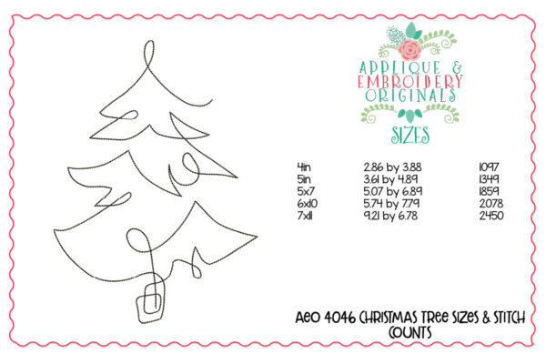 4046 Christmas Tree Embroidery Design - Image 2