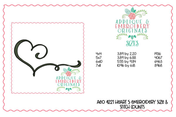 4221 Heart 5 Embroidery Design - Image 6