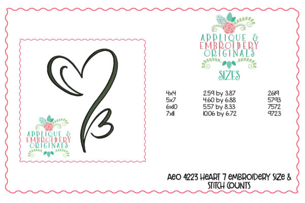 4223 Heart 7 Embroidery Design - Image 5