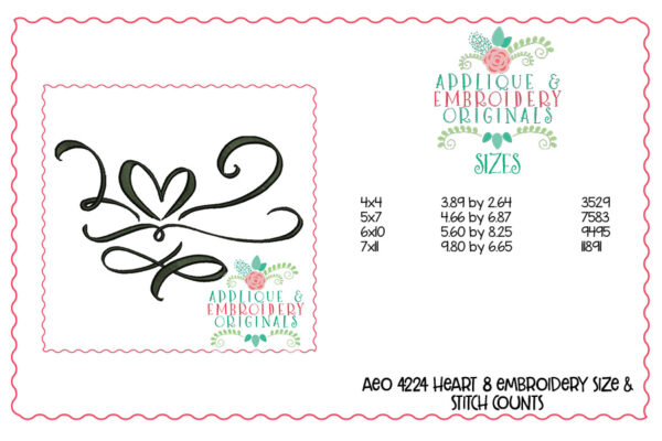 4224 Heart 8 Embroidery Design - Image 4