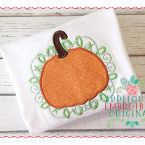 008 Pumpkin 2 with Swirls Applique Design