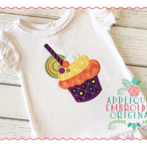 011 Halloween Cupcake Applique Design