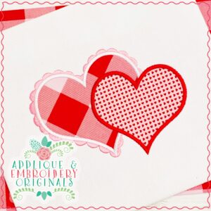 2345 Double Heart with Scallop Applique Design