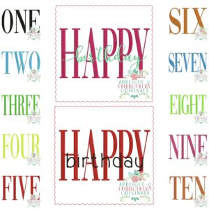 3568 BIRTHDAY Word Art Embroidery Design