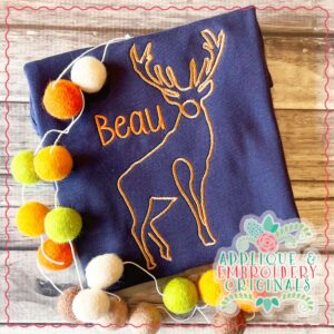 4022 Deer Line Art 5 Embroidery Design