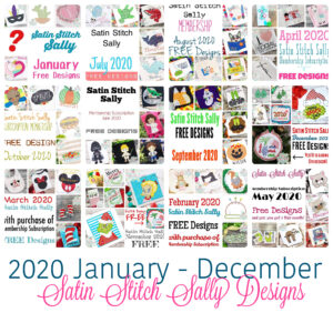 2020 Satin Stitch Sally Applique & Embroidery Designs