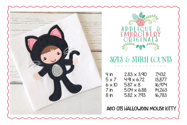 013 Halloween Child Kitty Applique Design - Image 2