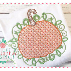 017 Pumpkin 2 with Swirls Motif Embroidery Design