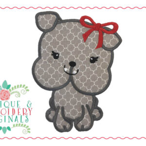 041 Bulldog Mascot Full Body Girl Applique Design