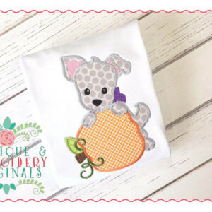 043 Pumpkin Puppy Applique Design