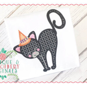 044 Witch Hat Cat Applique Design