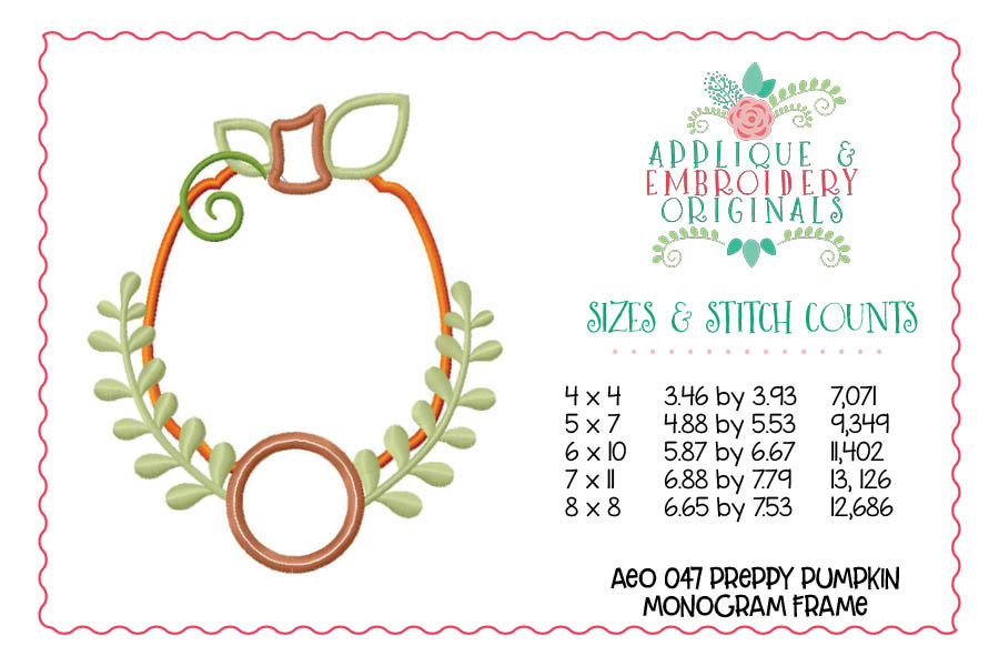 AEO 047 Preppy Pumpkin Monogram Frame