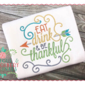 053 Eat Drink & Be Thankful Embroidery Design