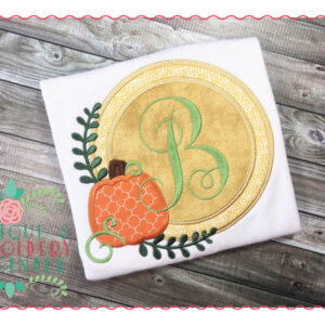059 Pumpkin Circle Monogram Frame Applique Design
