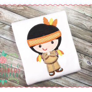 064 Native American Indian Boy Applique Design