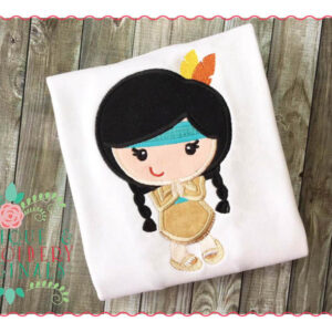 065 Native American Indian Girl Applique Design