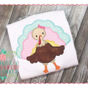 074 Tri Colored Turkey Girl Applique Design