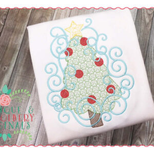 080 Christmas Tree Swirls Motif Sketch Design