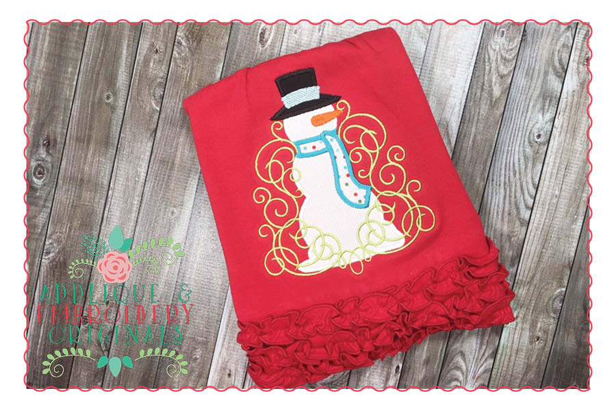 AEO 085 Snowman with Swirls Applique