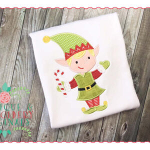 093 Christmas Elf Boy Candy Cane Applique Design