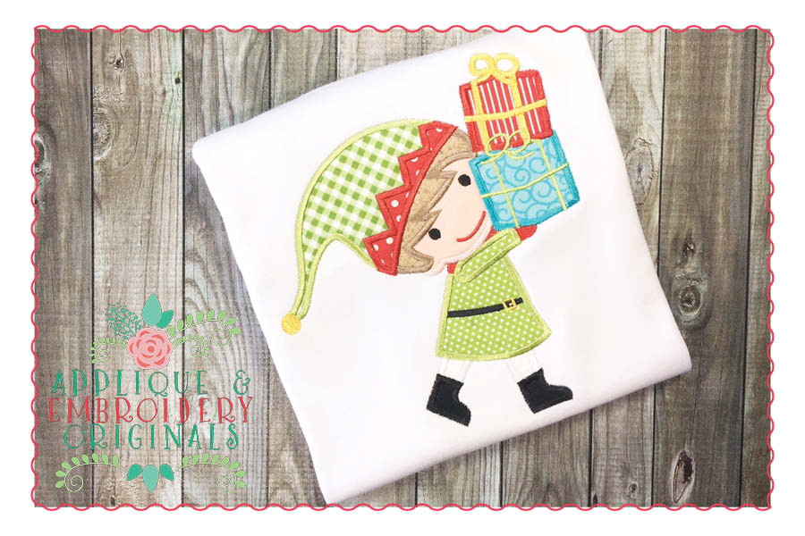 AEO 094 Elf Boy with Presents Applique Design