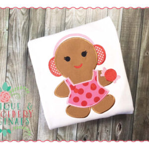 101 Gingerbread Girl with Ear Muffs Applique Design