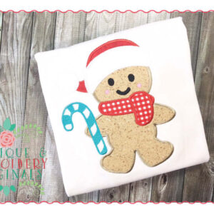103 Gingerbread Boy Candy Cane Applique Design
