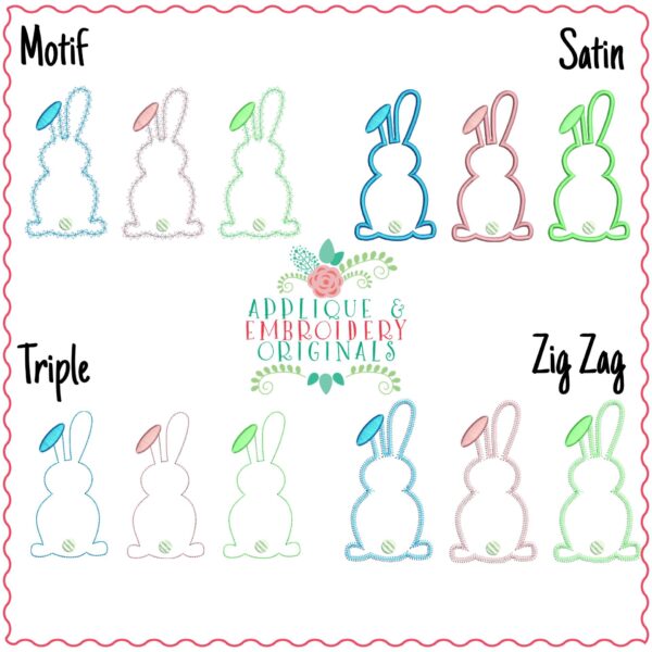 1076 Three Bunnies All-In-One Applique Design - Image 2