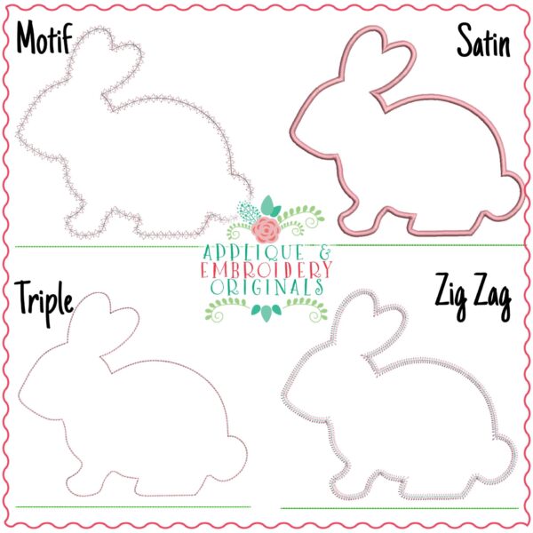 1098 Three Bunnies All-In-One Applique Design - Image 2