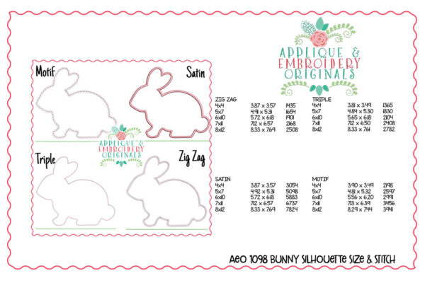 1098 Three Bunnies All-In-One Applique Design - Image 3