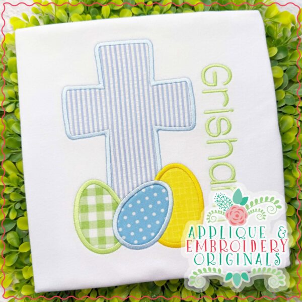 1118 Easter Egg Cross All-In-One Applique Design - Image 2