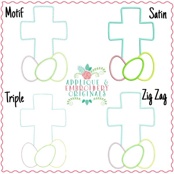 1118 Easter Egg Cross All-In-One Applique Design - Image 3