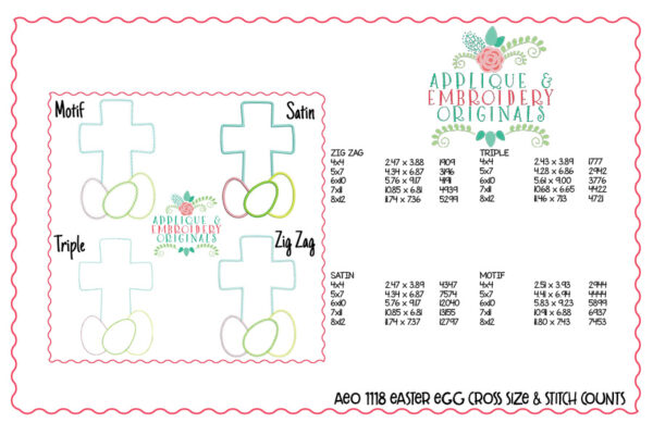 1118 Easter Egg Cross All-In-One Applique Design - Image 4