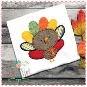 1214 Turkey with Pumpkin Applique Design