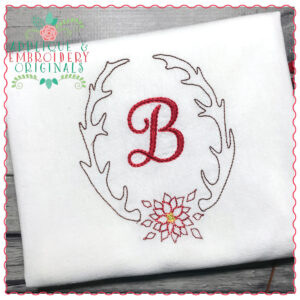1217 Antler & Poinsettia Wreath Frame Embroidery Design
