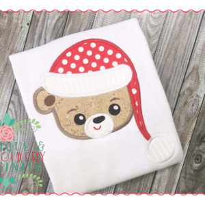 122 Bear Head in Santa Hat Applique Design