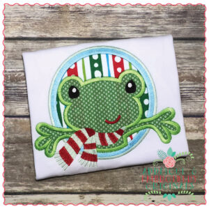 1223 Frog with Scarf in Circle Applique Design