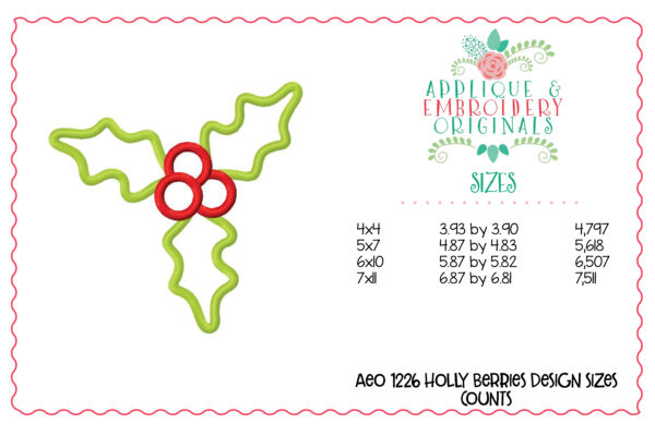 1226 Holly and Berries Applique Design - Image 3