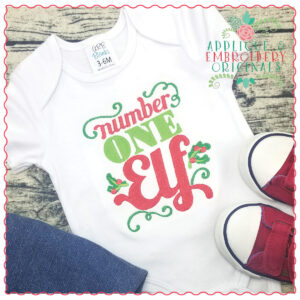 1229 Number One Elf Applique Design