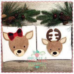 1231 Reindeer Rudolph Pair Set Applique Design