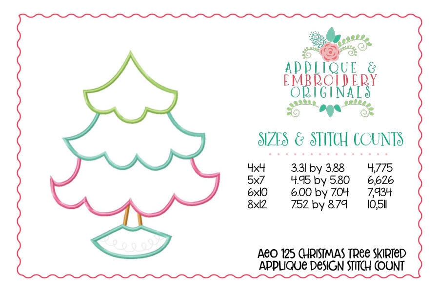 AEO 125 Christmas Tree Skirted Applique Design