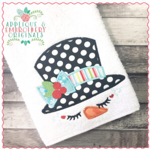 1252 Christmas Snowman Head Lashes Peekers Applique Design